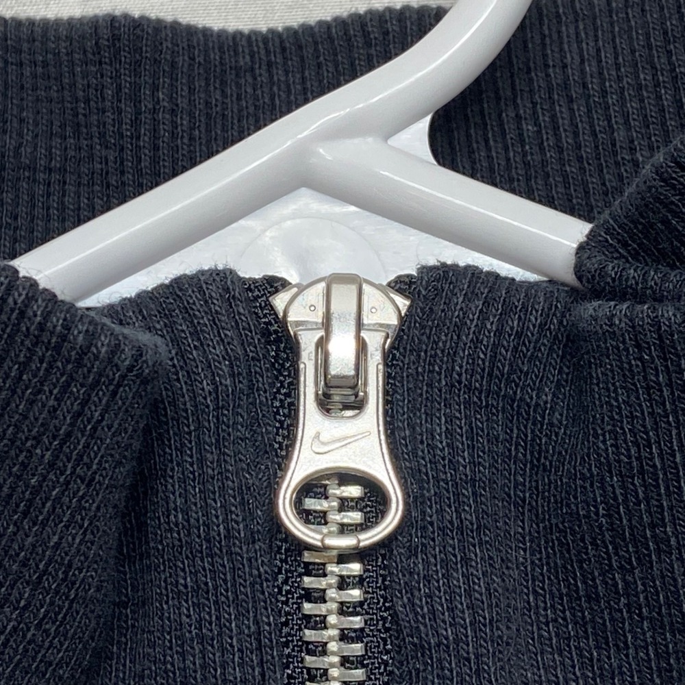Nike Cropped 1/2 Zip Fleece Women's Large Black Logo Activewear Sweatshirt READ - Picture 6 of 12